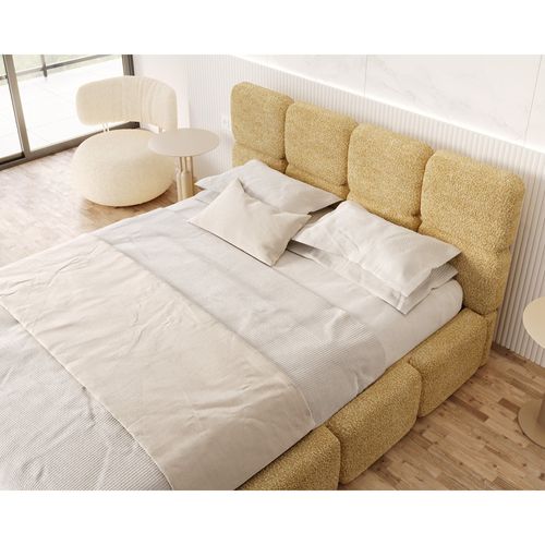 Lit Coffre Delicato 160 X 200 Cm Avec Sommier à Lattes Relevable Jaune Miel