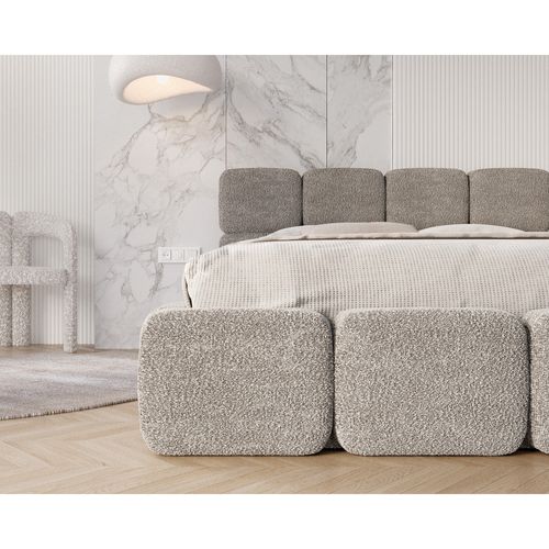Lit Coffre Delicato 160 X 200 Cm Avec Sommier à Lattes Relevable Gris Clair