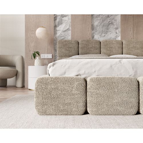 Lit Coffre Delicato 160 X 200 Cm Avec Sommier à Lattes Relevable Beige Foncé