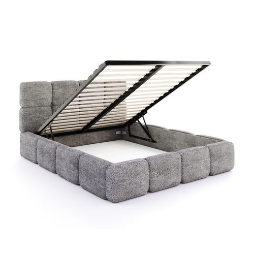 Lit Coffre Delicato 160 X 200 Cm Avec Sommier à Lattes Relevable Gris Foncé