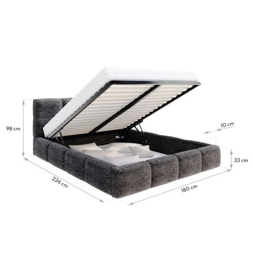 Lit Coffre Delicato 140 X 190 Cm Avec Sommier à Lattes Relevable Bleu Marine