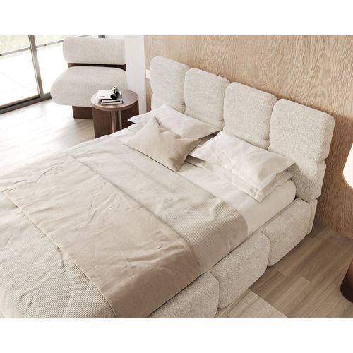 Lit Coffre Delicato 140 X 190 Cm Avec Sommier à Lattes Relevable Blanc