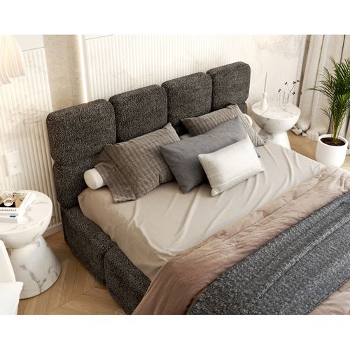 Lit Coffre Delicato 140 X 190 Cm Avec Sommier à Lattes Relevable Noir