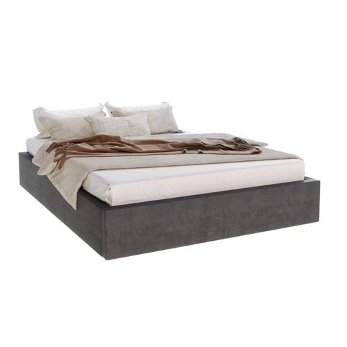 Lit Coffre Orlane 120 X 200 Cm Avec Sommier à Lattes Relevable Gris Foncé