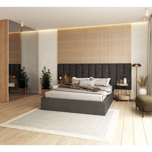 Lit Coffre Orlane 120 X 200 Cm Avec Sommier à Lattes Relevable Gris Foncé
