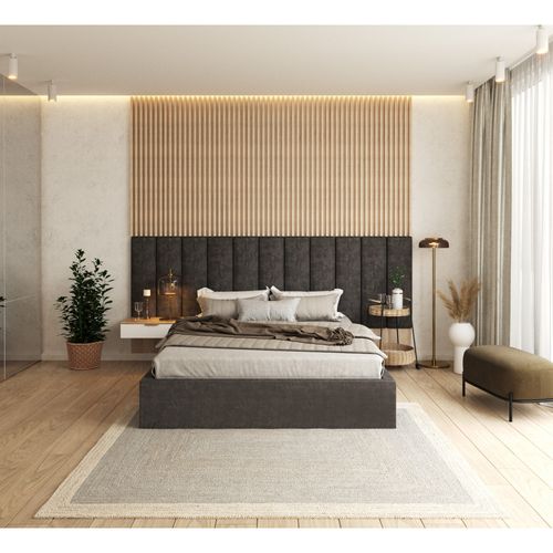 Lit Coffre Orlane 120 X 200 Cm Avec Sommier à Lattes Relevable Gris Foncé