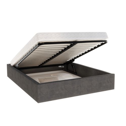 Lit Coffre Orlane 120 X 200 Cm Avec Sommier à Lattes Relevable Gris Foncé