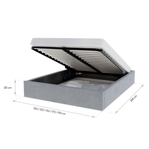 Lit Coffre Orlane 120 X 200 Cm Avec Sommier à Lattes Relevable Gris Foncé