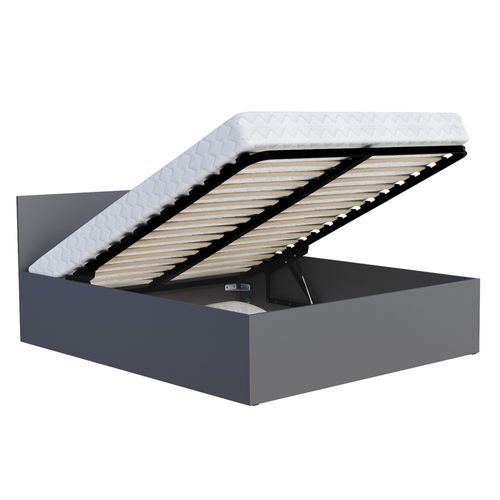 Lit Coffre Paris 120 X 190 Cm Avec Sommier à Lattes Relevable Gris