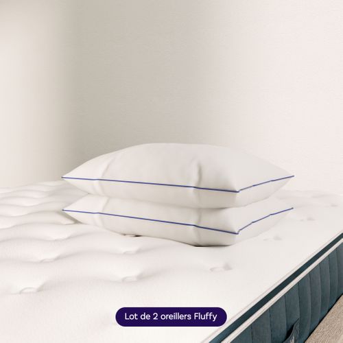 Pack Confort Luxe - Matelas Hybride 160x200cm Mémoire De Forme et Oreillers Fluffy 50x70cm