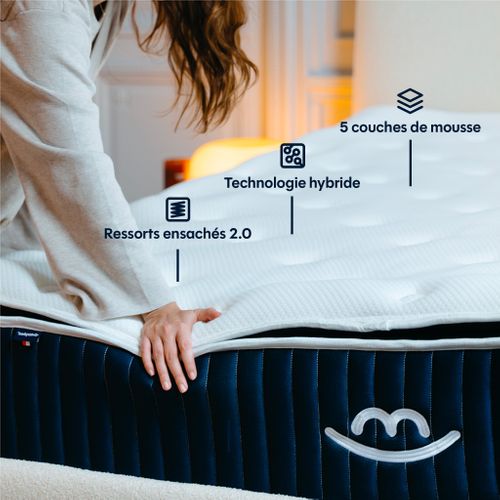 Pack Douceur - Matelas Hybride 180x200cm Mémoire De Forme et Oreillers Fluffy 50x70cm