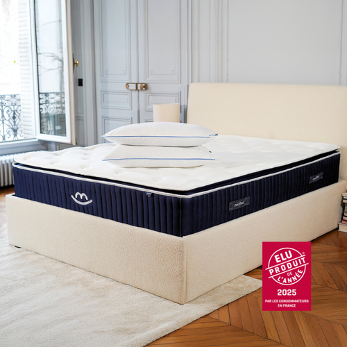 Pack Confort Luxe - Matelas Hybride 180x200cm Mémoire De Forme et Oreillers Fluffy 60x60cm