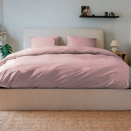 Housse De Couette 220x240cm - Rose Pâle - 100% Percale De Coton