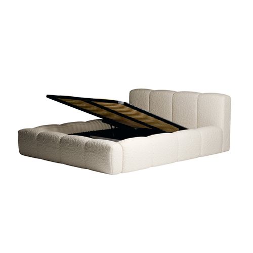 Lit Coffre 140x190cm Taupe - Tissu Bouclé - Premium Qualité Hôtelière -équinox Par Drimz