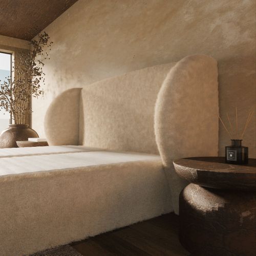 Lit Tapissier à ressorts 140x190cm Beige - Tissu Bouclé Luxe Design- Plénitude Par Drimz