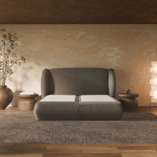 Lit à ressorts 180x200cm - Tissu Bouclé -luxe Design- Plénitude Par Drimz