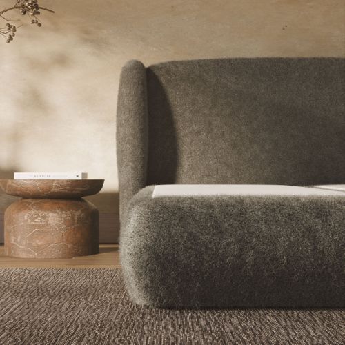 Lit à ressorts 180x200cm - Tissu Bouclé -luxe Design- Plénitude Par Drimz