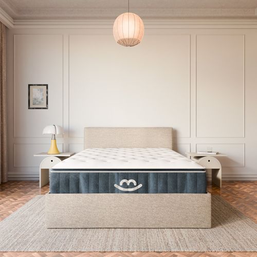 Pack Matelas Hybride 160x200cm Accueil à Mémoire De Forme Luxe et Lit Coffre Design