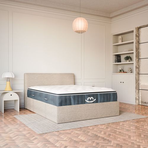 Pack Matelas Hybride 160x200cm Accueil à Mémoire De Forme Luxe et Lit Coffre Design
