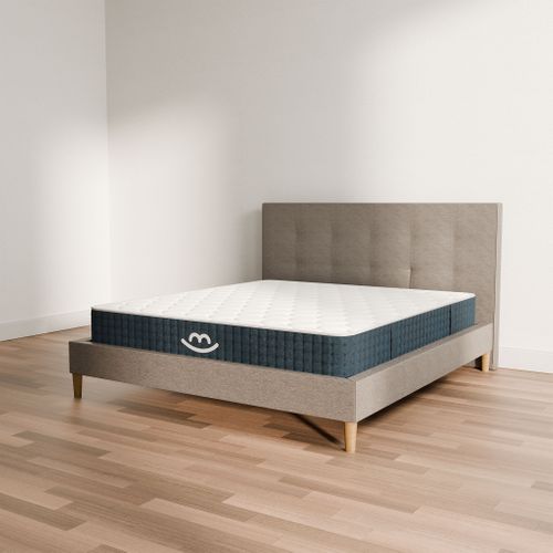 Pack Matelas Hybride 80x200cm Accueil à Mémoire De Forme et Sommier Déco Anthracite
