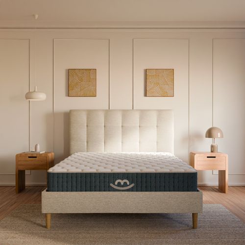 Pack Matelas Hybride 80x200cm Accueil à Mémoire De Forme et Sommier Déco Premium Avec Tête De Lit