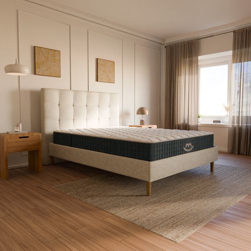 Pack Matelas Hybride 80x200cm Accueil à Mémoire De Forme et Sommier Déco Premium Avec Tête De Lit