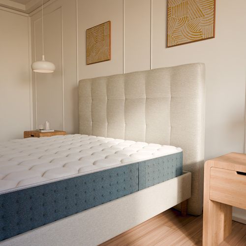 Pack Matelas Hybride 80x200cm Accueil à Mémoire De Forme et Sommier Déco Premium Avec Tête De Lit