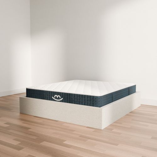 Pack Matelas Hybride 180x200cm Accueil à Mémoire De Forme Premium et Sommier Coffre Blanc