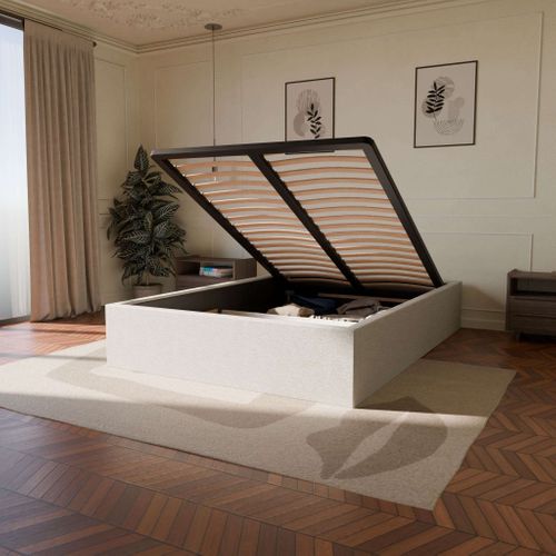 Pack Matelas Hybride 180x200cm Accueil à Mémoire De Forme Premium et Sommier Coffre Blanc