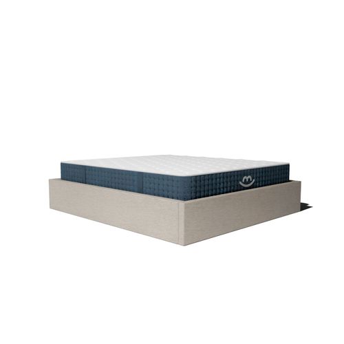 Pack Matelas Hybride 140x190cm Accueil à Mémoire De Forme Premium et Sommier Coffre Beige