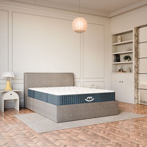 Pack Matelas Hybride 180x200cm Accueil à Mémoire De Forme Premium et Lit Coffre Anthracite