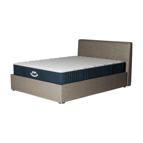 Pack Matelas Hybride 160x200cm Accueil à Mémoire De Forme Premium et Lit Coffre Beige