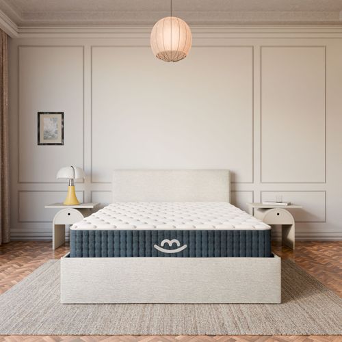 Pack Matelas Hybride 140x190cm Accueil à Mémoire De Forme Premium et Lit Coffre Blanc