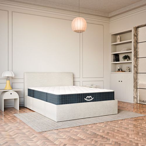 Pack Matelas Hybride 140x190cm Accueil à Mémoire De Forme Premium et Lit Coffre Blanc