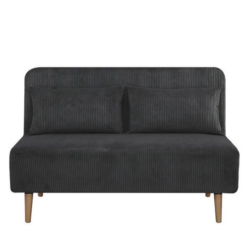 Banquette BZ - 2 Places - Tissu Velours Côtelé Noir - 130 X 90 X 81 Cm - Deplo