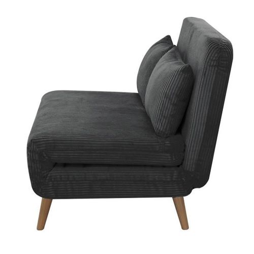 Banquette BZ - 2 Places - Tissu Velours Côtelé Noir - 130 X 90 X 81 Cm - Deplo