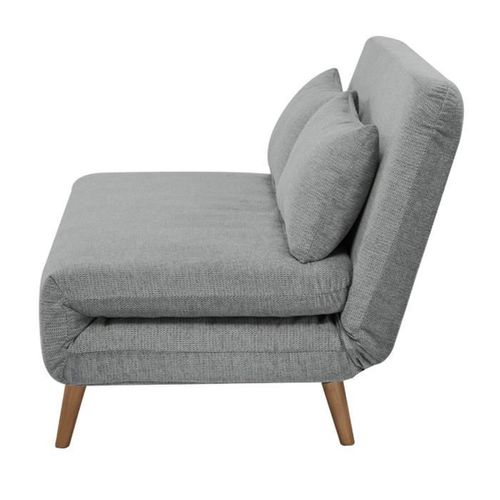 Banquette BZ - 2 Places - Tissu Gris Clair - 130 X 90 X 81 Cm - Deplo