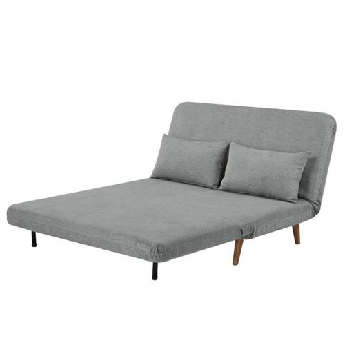 Banquette BZ - 2 Places - Tissu Gris Clair - 130 X 90 X 81 Cm - Deplo