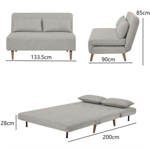 Banquette BZ - 2 Places - Tissu Beige - 130 X 90 X 81 Cm - Deplo