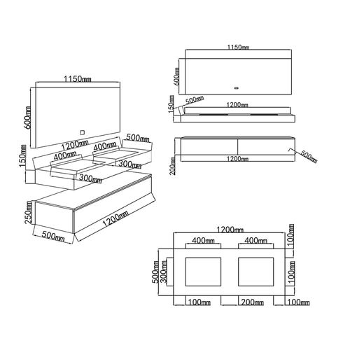 Meuble Salle De Bain Double Vasque Blanche Rosa 120 Cm + Miroir