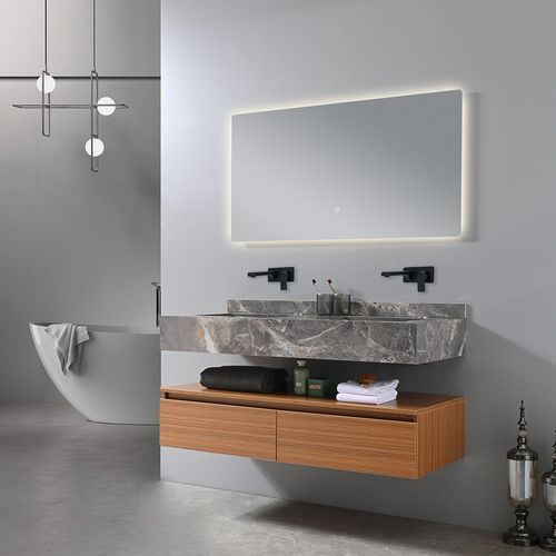 Meuble Salle De Bain Double Vasque Grise Rosa 120 Cm + Miroir