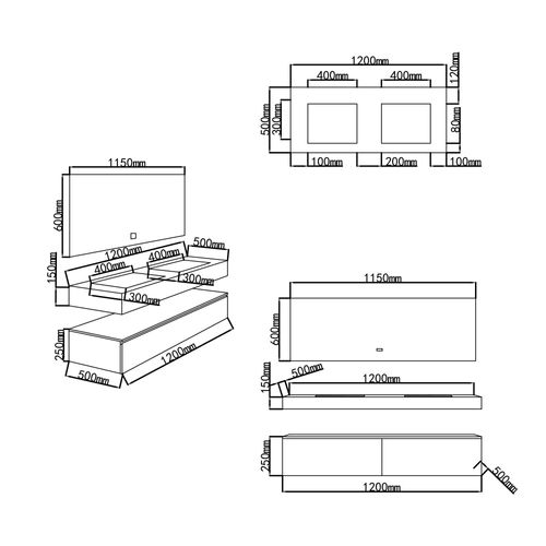 Meuble Salle De Bain Double Vasque Grise Rosa 120 Cm + Miroir