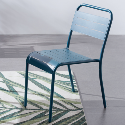 Bergame - Lot De 6 Chaises En Acier Bleu
