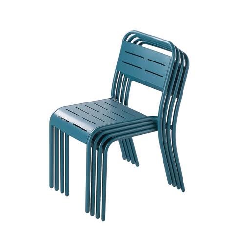 Bergame - Lot De 6 Chaises En Acier Bleu