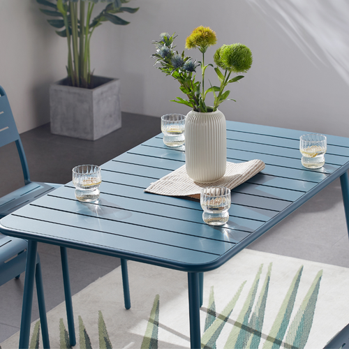 Bergame - Table En Acier 4/6 Places Bleue