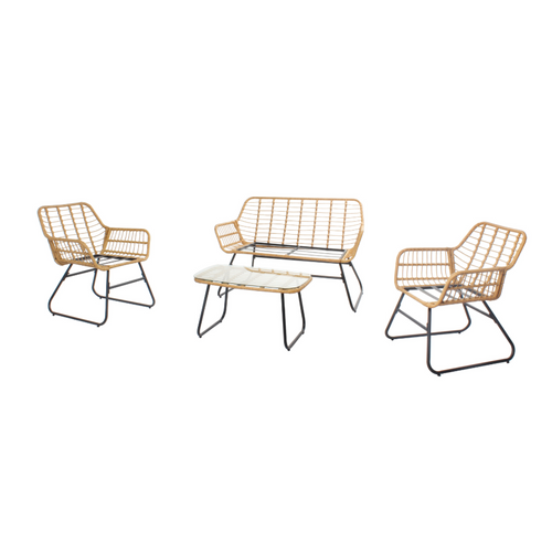 Grenade - Salon De Jardin Bas Effet Rotin 4 Places