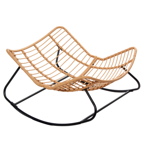 Canggu - Fauteuil à Bascule En Résine Tressée Coussin Beige