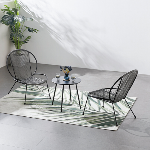 Rete - Ensemble De 2 Fauteuils + 1 Table Basse Gris Foncé