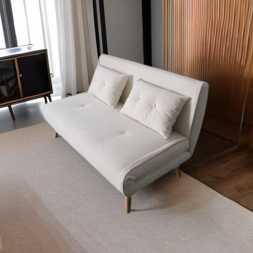 Ennis - Canapé Convertible En Velours Côtelé Beige 2 Places