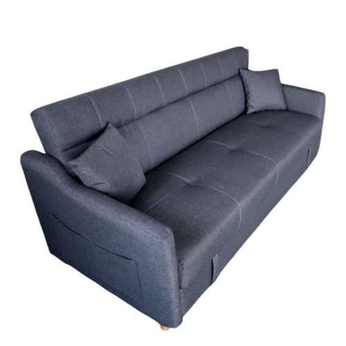 Adare - Canapé Convertible Avec Coffre En Tissu Gris Foncé 3 Places